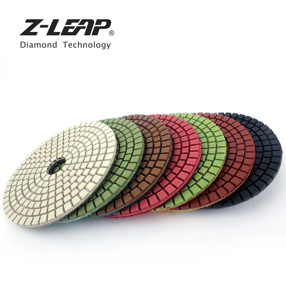 

Z-LEAP 4" 7pcs/Set Diamond Polishing Pad Wet Use Concrete Granite Marble Grinding Disc 100mm Flexible Resin Bond Abrasive Wheel