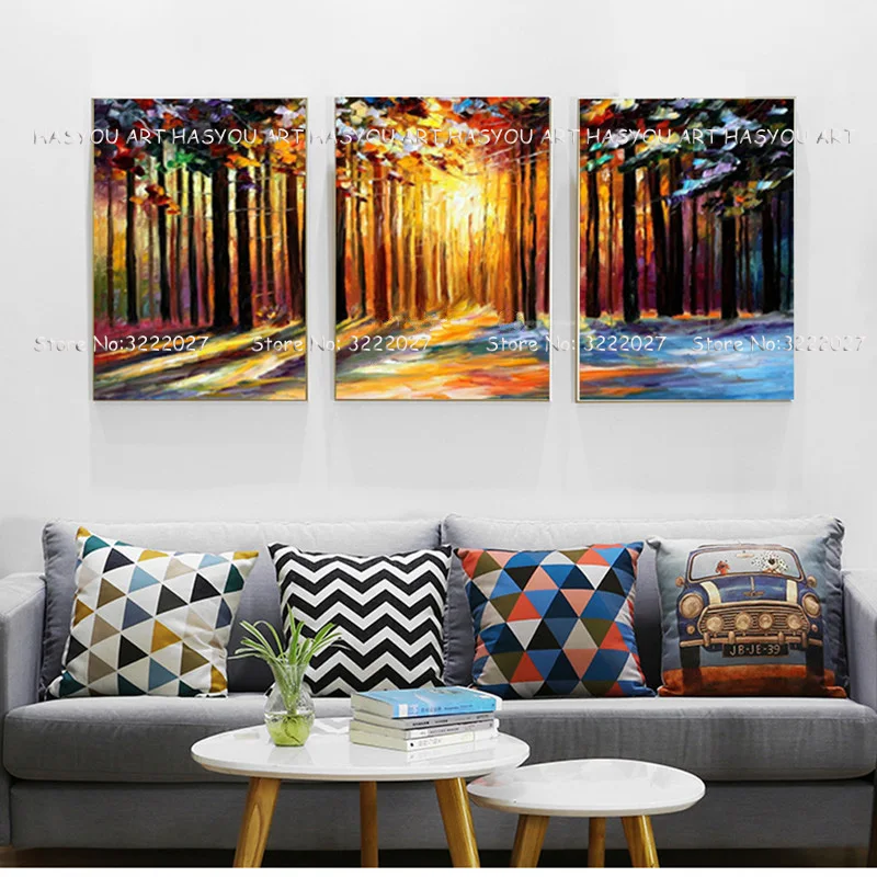 

Oil Painting 5pcs Sunset Triptych Paintings for Living Room Deer Modular Picture Hand painted Oil Painting Wall Art Decor