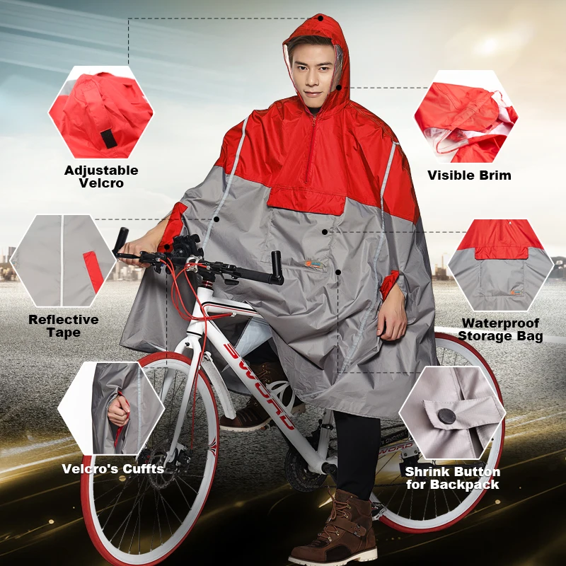 QIAN RAINPROOF Impermeable Outdoor Fashionable Rain Poncho Backpack Reflective Tape Design Climbing Hiking Travel Rain Cover