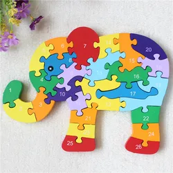 Wooden Elephant 3D Puzzle para crianças, brinquedos educativos, Wooden Jigsaw, Novo