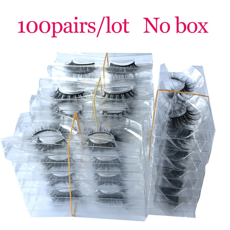 

Wholesale 3D real mink lashes without Box 100 pairs only tray Mix styles Handmade cruelty free false mink eyelashes