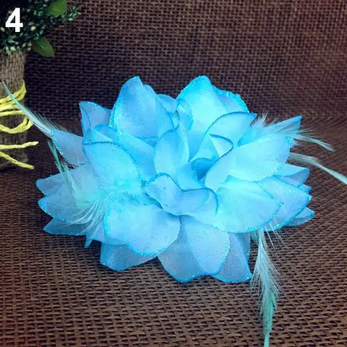 Braut Hochzeit Blume Fascinator Elastische Haarnadel Handgelenk Corsage Brosche Stirnband