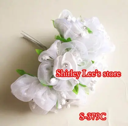 NEW !!! 144 Bunches=864 Flowers X   White Organza And Silk Rhinestone Flowers,Bridal Bouquet *FREE SHIPPING BY EMS*