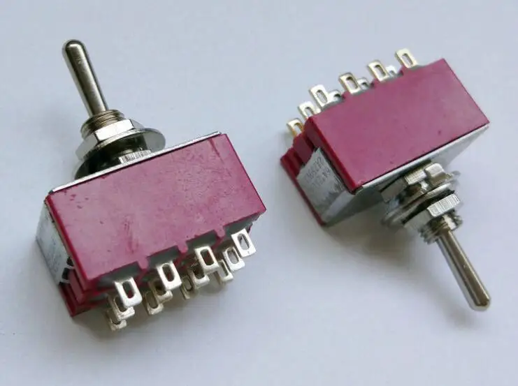 ON/ON 2 Positions Latching 12 Pin Terminal Rocker Type Toggle Switch 6mm AC 250V 2A MTS-402 1pc