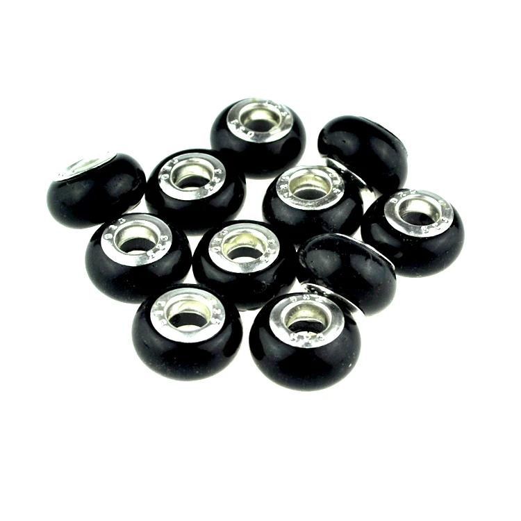 

100pcs 9x14mm Black Semi-precious Stone Cat Eye Beads For Jewelry Making Lampwork Big Hole Beads Charm Bracelet DIY Beads