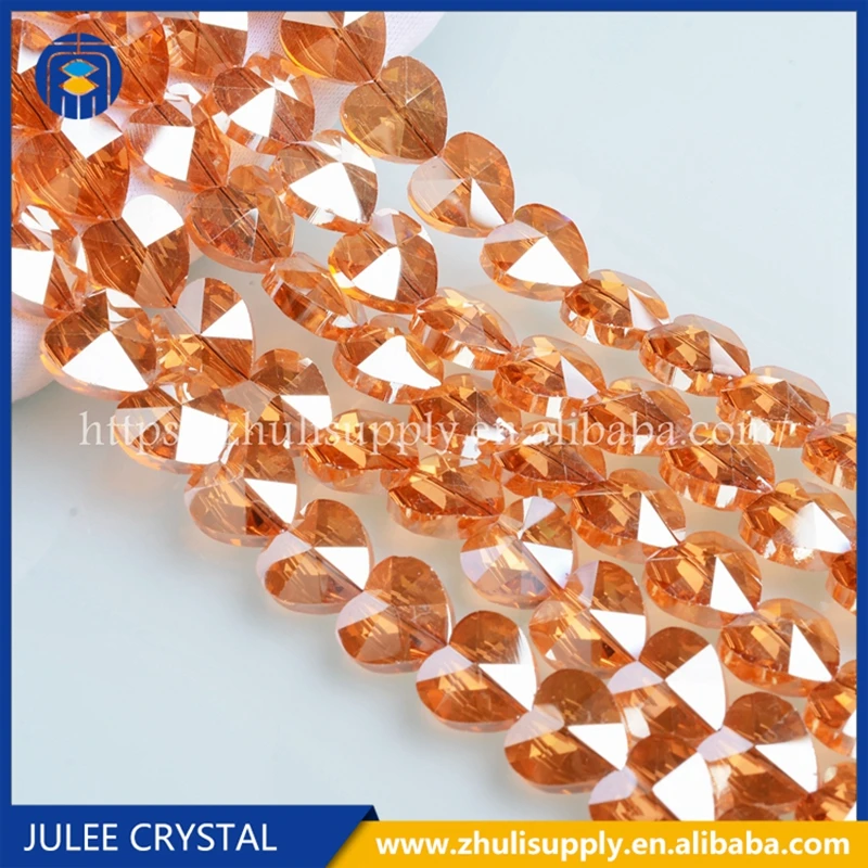 JuleeCrystal Heart Beads Factory 10/12/14mm Heart Shape Glass Beads For Jewelry Making