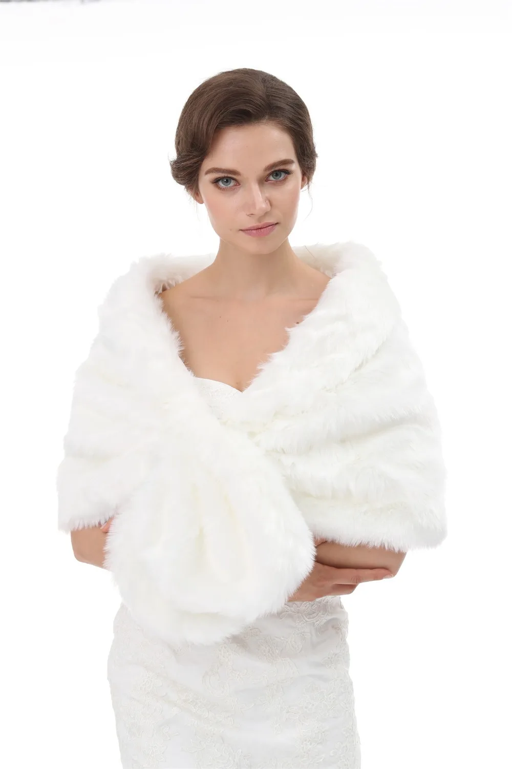 JaneVini Mode Vrouwen Winter Bruiloft Bont Sjaal 2018 Witte Cape Black Bridal Fur Jacket Party Prom Schouder Wraps Bruids Bolero