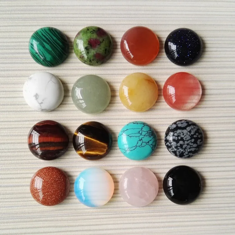 Wholesale Nature mixed stone beads 16x16mm CAB Cabochon round shape Beads 50pcs/Lot Free shipping