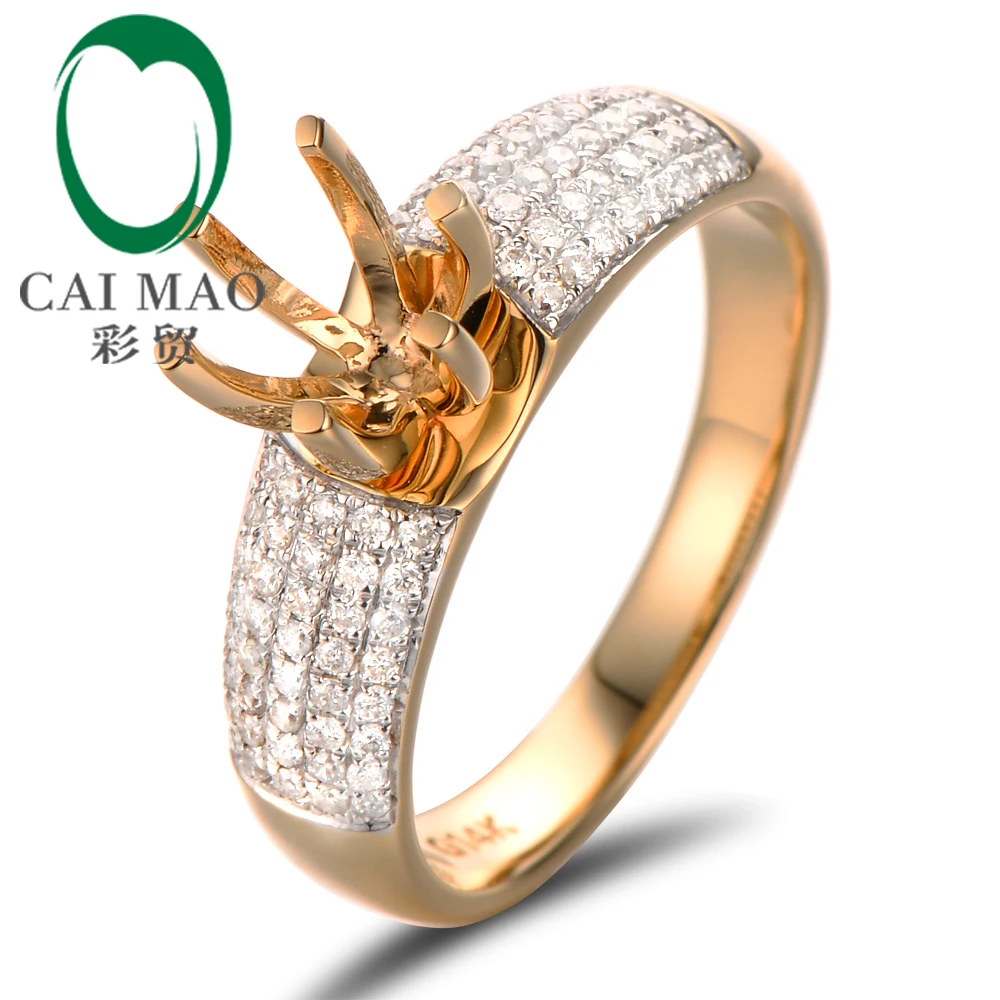 

Anniverary 18K Yellow gold Natural 0.321ct Diamond Engagement Ring Jewelry Semi Mount 7mm Round Cut Setting