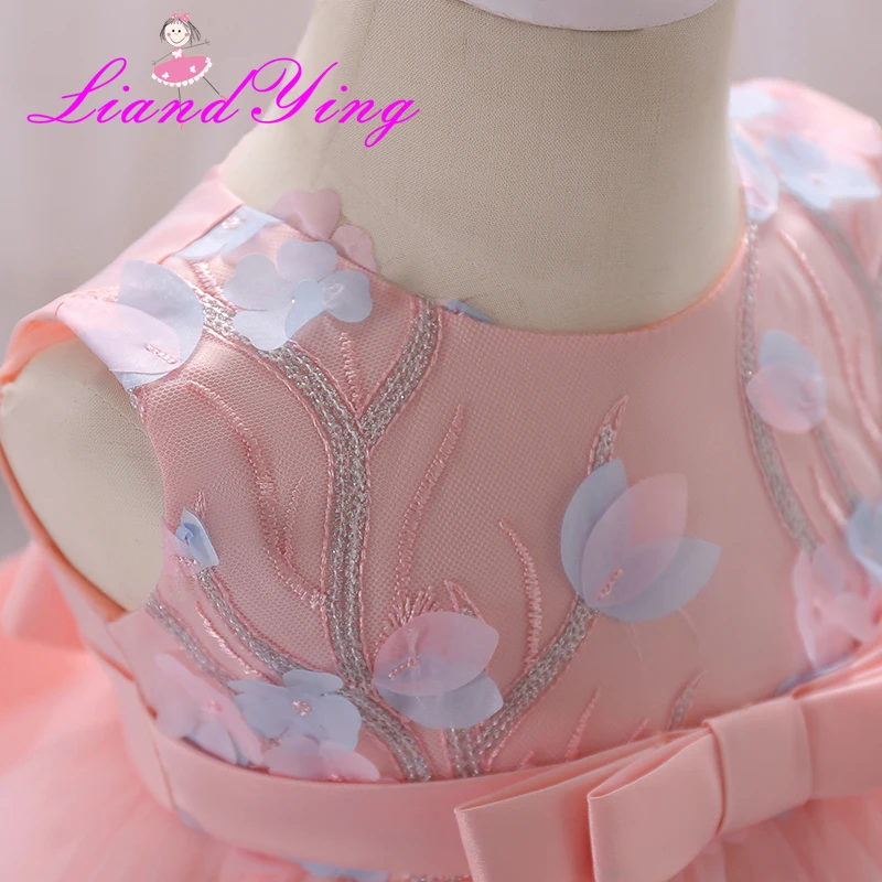 زهرة طفلة 1 سنة عيد ميلاد حزب اللباس الاطفال الملابس فتاة الرضع حزب الطفل المعمودية التعميد أثواب اللباس #4