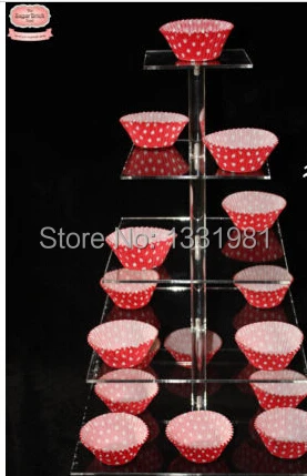 

5 Tier Mapole Acrylic Cupcake / Muffin Stand SQUARE