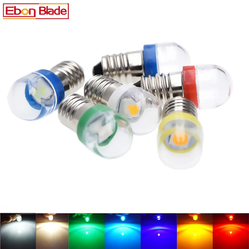 2X E10 led bulb lights Dc 3V 6V 12V Indicator Ice blue warm white red yellow green Car Interior Light Auto instrument bulbs lamp