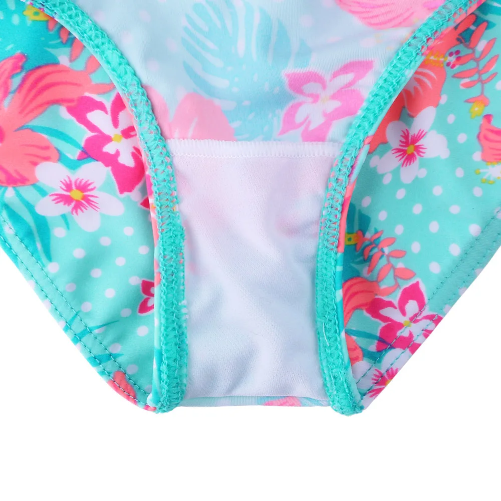 BAOHULU Children\'s Swimwear Cyan Floral Swimsuit Girls Bikini Tankini Set Swimwear Kids Long Sleeve Swimming Suits for Girl