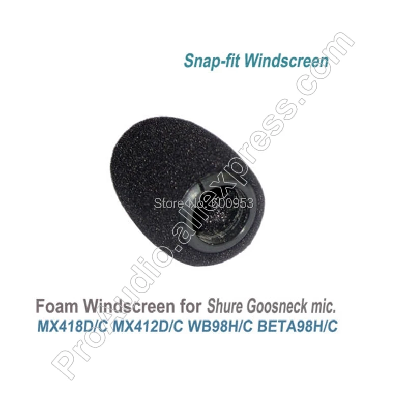 

Pro Snap-Fit Foam Windscreens for Shure MX412 MX418 WB98 BETA98 WB98 Instrument Gooseneck Microphone