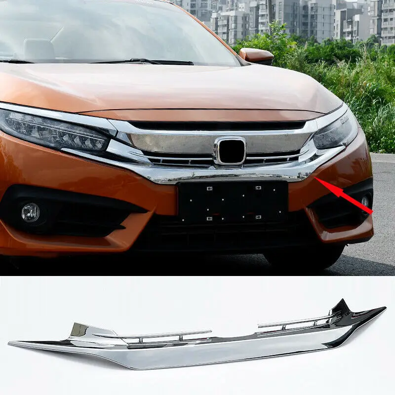 

ABS Chrome Front Bumper Mesh Hood Grille Upper Grill for Honda Civic 2016 2017 2018 2019