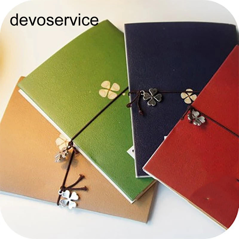 

1Pc Clover Leaf Notebook Travel Journal Vintage Diary Notepad Planer Sketchbook Notebooks Office School Gifts Supplies