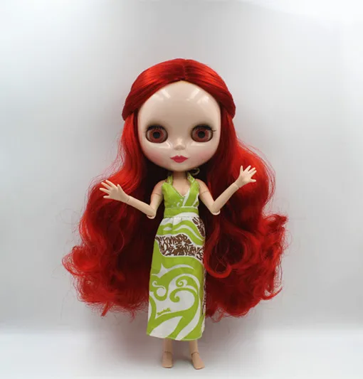 Blygirl Blyth doll Wine red hair nude doll 30cm joint body 19 joint DIY doll can change makeup