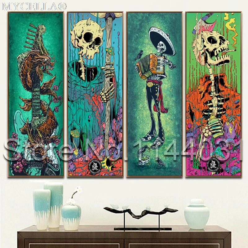 5D DIY Cross Stitch Sets Skull Embroidery Kits Skeleton Full Square Diamond Painting Cross Stitching