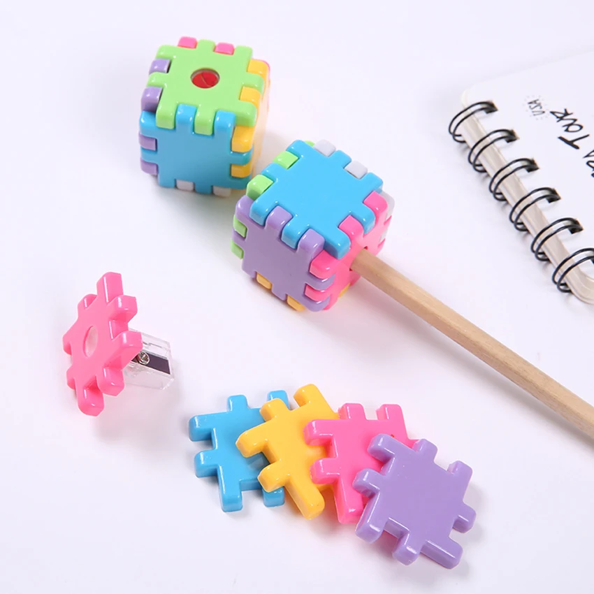 School Supplies Sharpener Cutter Knife Building Blocks Pencil Sharpener Creative Kawaii Detachable Stationery Student Prize Gift