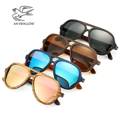 Polarized Sunglasses Women Men Layered Skateboard Wooden Frame Square Style Glasses for Ladies Eyewear In Wood Box