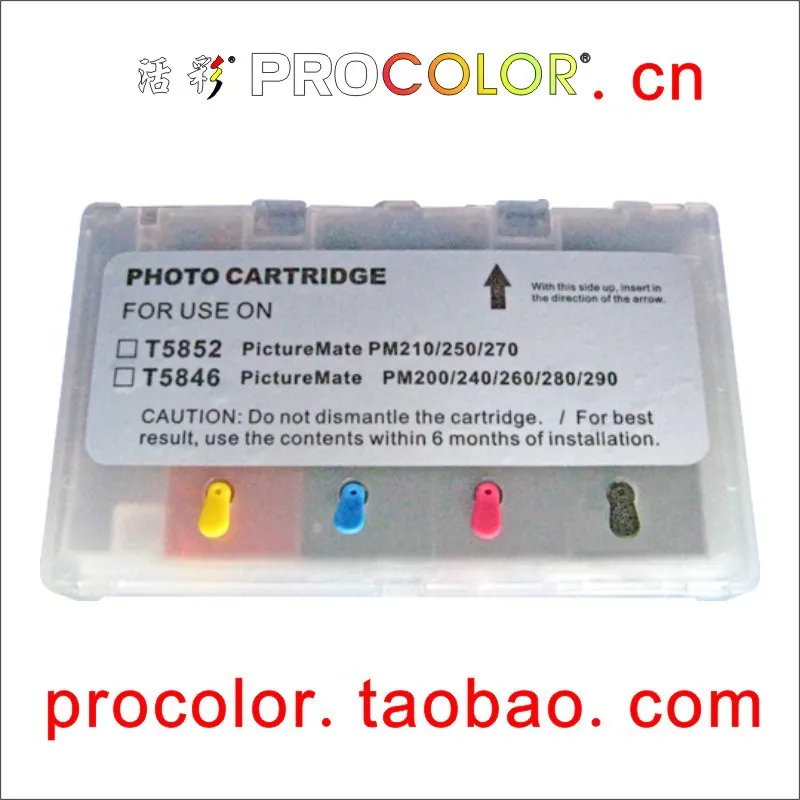 PROCOLOR Newest T5852 Refil ink cartridge with ARC chips for epson PictureMate PM 70 210 235  250 270 310 410 245  215 PM-215