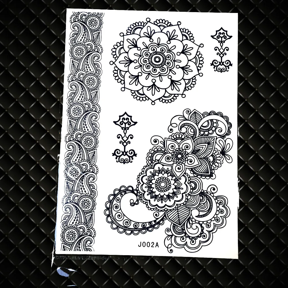 India God Totem Henna Mehndi Temporary Tattoo Paisley Flower Women Girl Makeup Water Trasnfer Tatoo Mandala Neck Paste