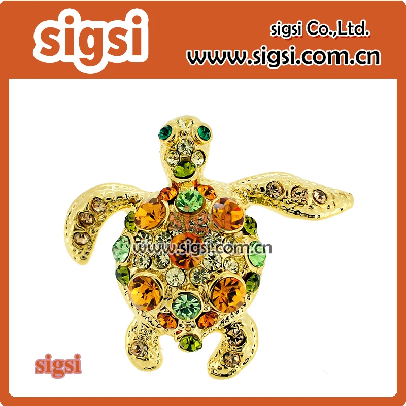 Women's Big Crystal cute Turtle Pin Brooch Pin vintage Rhinestone Crystal tortoise animal hijab pin Brooch