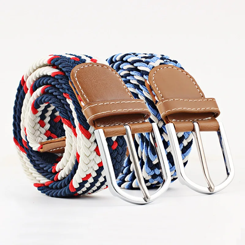 2018 Flower Series Elastic Knitted Canvas Buckle Belts High Quality Stretch Women And Men Canvas Belts  Elastic Belt Pin Buckle