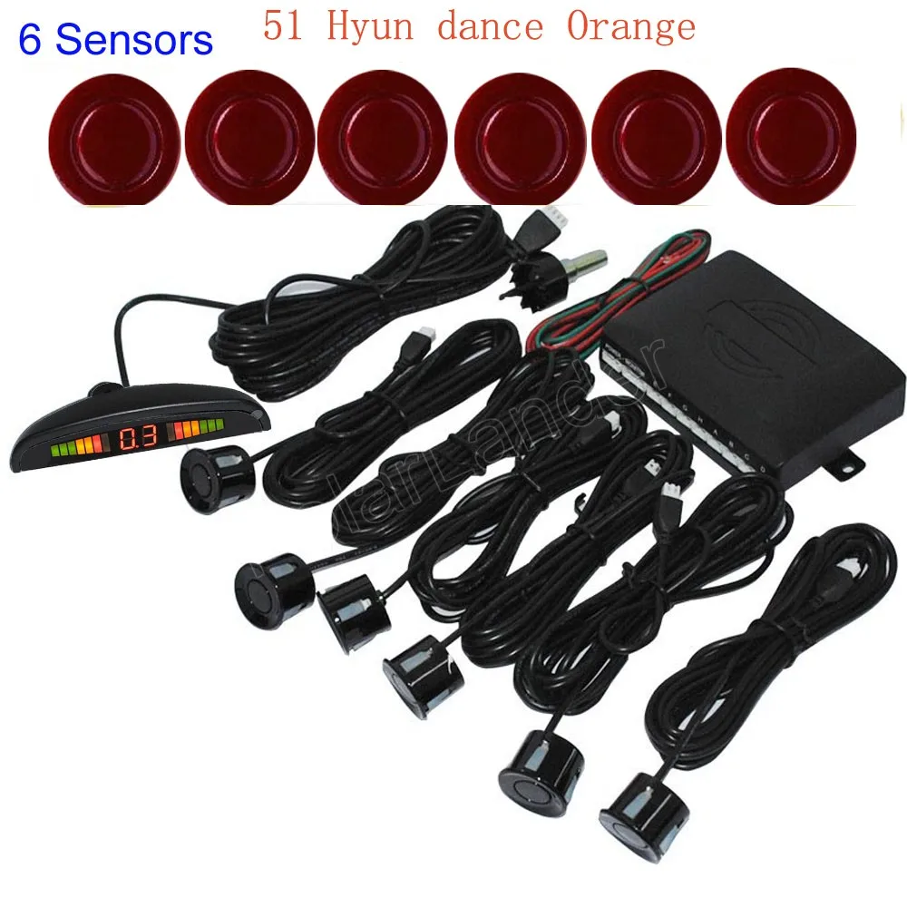 

LED Display monitor Car Radar System Indicator 6 Sensors Reverse Radar 44 colors for choice