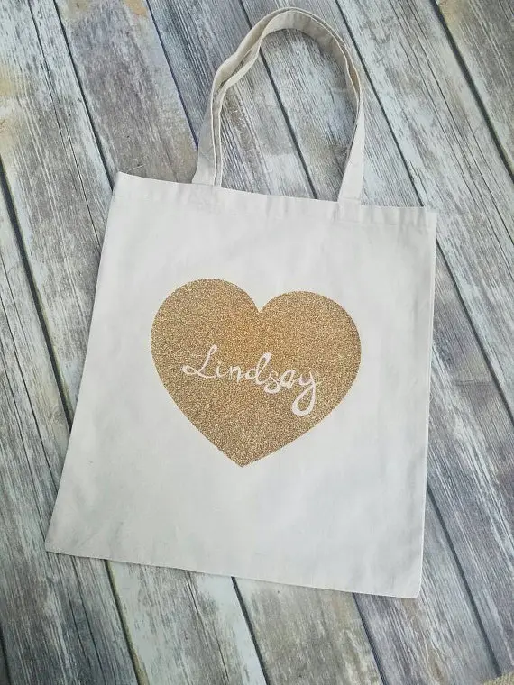 personalize names set of 4 wedding bridesmaid Gold glitter tote bags Champagne Party gift Bags Bachelorette bridal shower favors