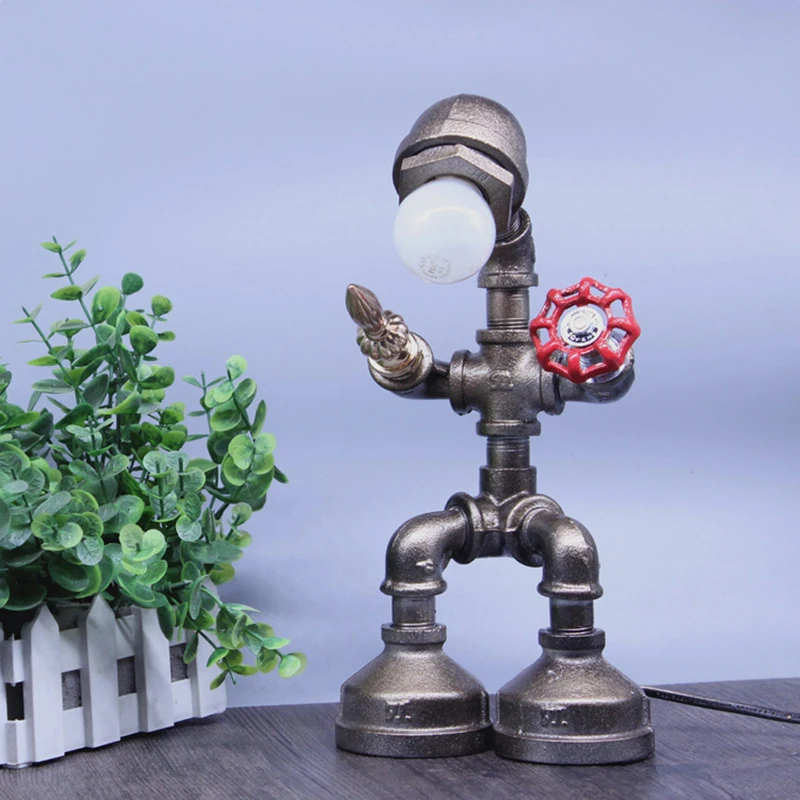 Industrial wind retro water pipe robot eye lamp bar living room indoor lighting table lamp LED Edison E27 Furniture lighting