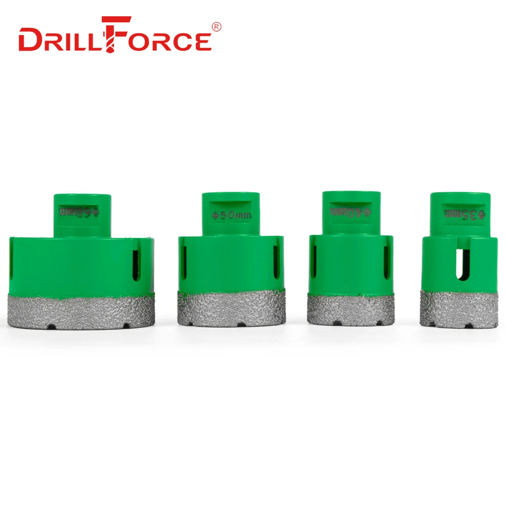 Drillforce 4 pezzi seghe a tazza diamantate Set 35/40/50/68mm M14 durevole Carborundum ceramica M14 nucleo trapano