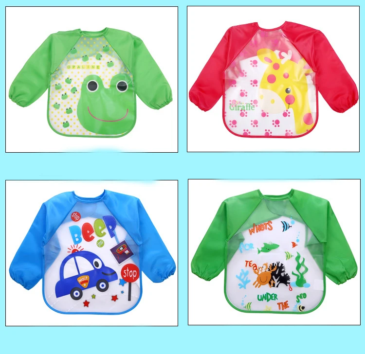 Cute Baby Bibs Waterproof Long Sleeve Apron Children Feeding Smock Bib Burp Clothes Soft Eat Toddler Baberos Bavoir Clothing 19