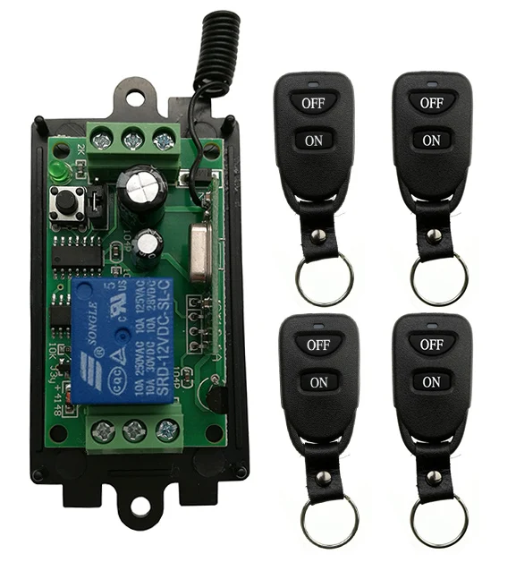 DC 9V 12V 24V 1 CH 1Channel 1CH Wireless RF Remote Control Light Switch 10A Relay Output Radio Receiver Module +Transmitter