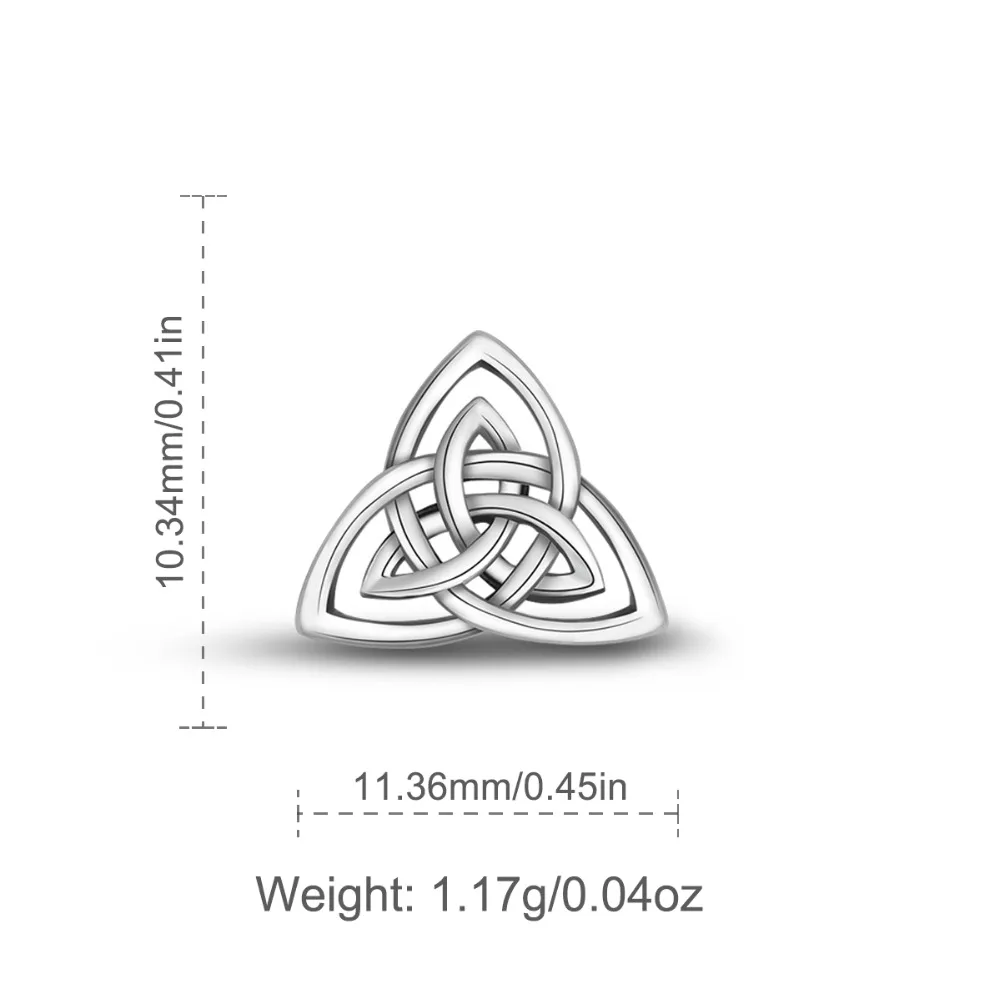 EUDORA Real 925 Sterling Silver Triquetra Celtics Trinity Knot Stud Earring Fashion Triangle Earring for Girl Fine Jewelry CYE78