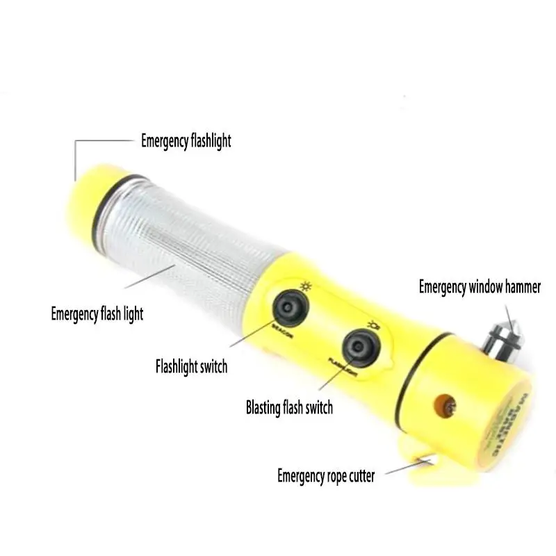 4 in 1 Multi Functional Car Safety Emergency Escape Hammer with LED Flashlight Light Window Breaker