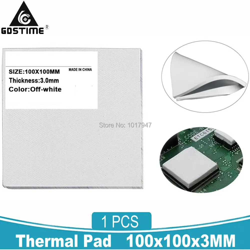 

1 pieces 100 x 100 x 3mm White Silicone Conductive Compound Heatsink Thermal Pad