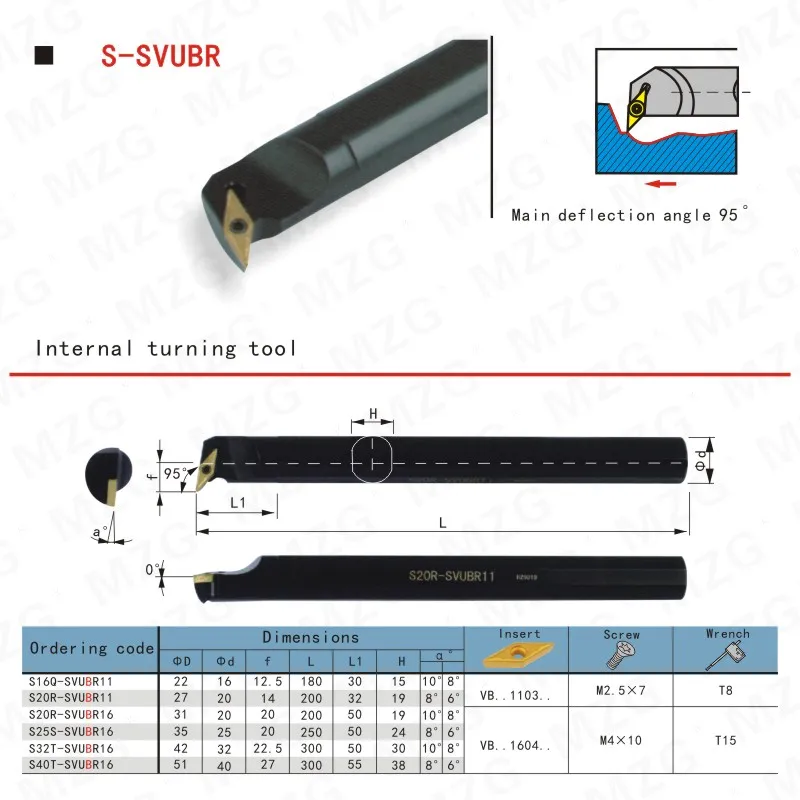 MZG S16Q S20R S25S SVUBR11 SVUBL11 SVUBR16 SVUBL16 Boring Bar S16Q-SVUBR11 SVUBR SVUBL For VBMT Inserts Turning Tool Holder