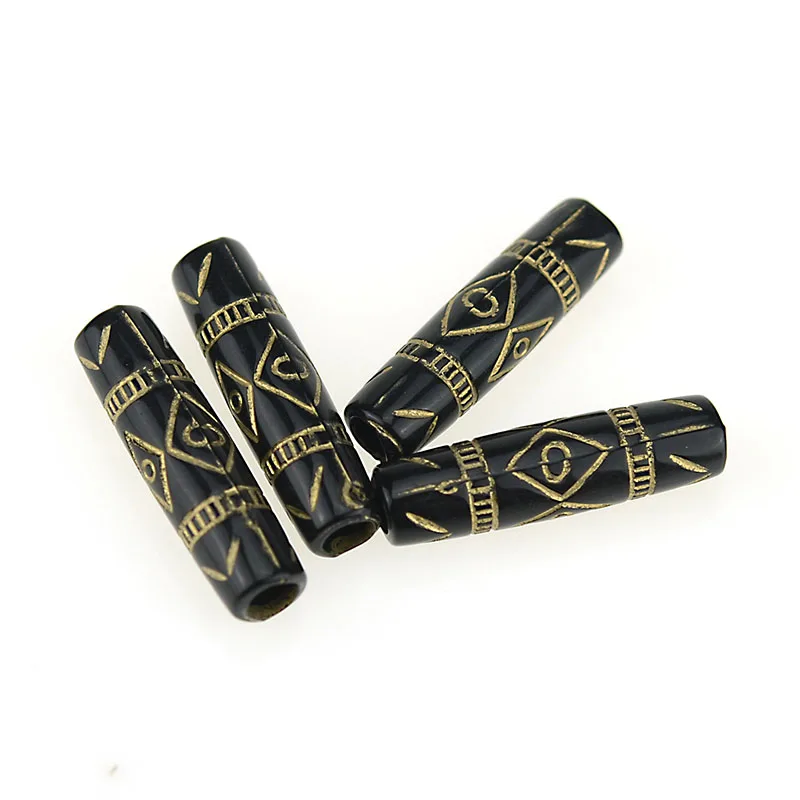 Miasol 100 Pcs 25x7 MM Antique Design Loose Spacer Tube Beads With Special Sign For Women Bracelets Jewelry Making