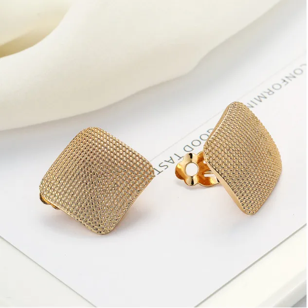 COWNINE Lovely girl square ear clip unique design wedding earrings fashion accessories handmade combination