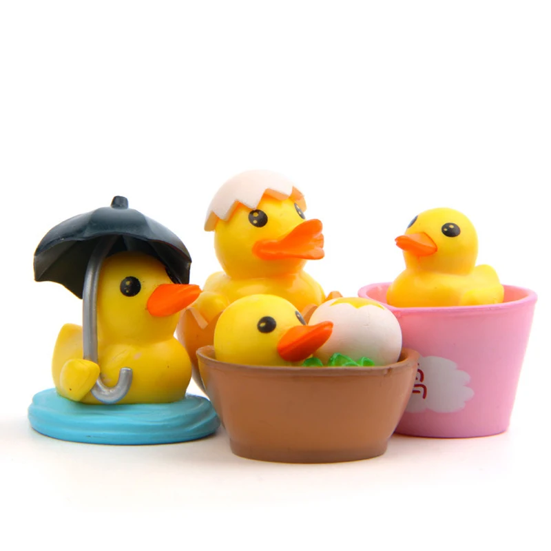 12pcs/lot Hot Sale Yellow Duck Figures Toys Dolls Resin  Kawai Yellow Duck Action Figures Models Toys for Children Dolls Gifts