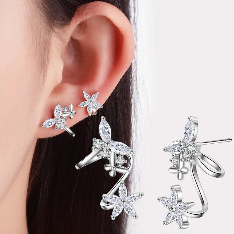 925 Sterling Silber Schmetterling Shiny Cz Zirkon Ohrringe Für Frauen Pendientes Ohrringe Boucle D'oreille Geschenk S-e327