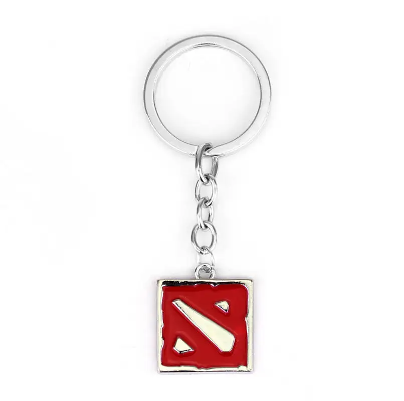 dongsheng Dota 2 Keychain Online Game Dota2 Classical Logo Square Shape Pendant Keyring 2 Colors Gift Keyring Keychains jewelry