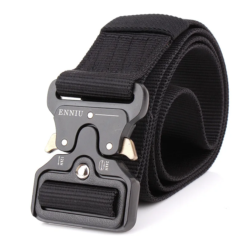 Military Equipment Tactical Belt Men Nylon Knock Off Metal Buckle Army Belt Strap Heavy Duty Soldier Combat Waist Belts