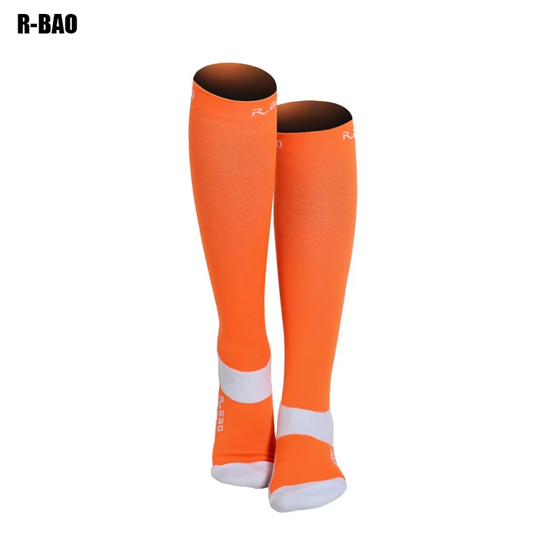 

R-BAO 3 pair/lots Compression Socks for Running Blood Circulation Shin Splints Flight Football Socks Muscle Recovery Men Women