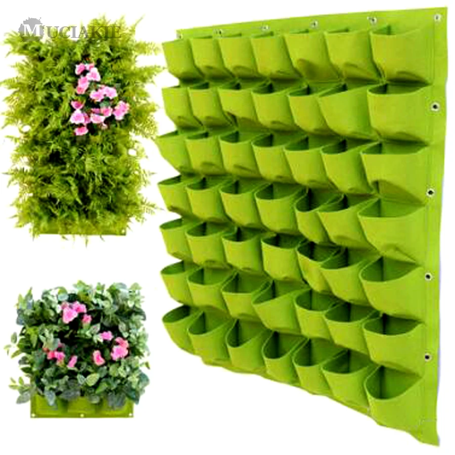 

MUCIAKIE Wall Hanging Planting Bonsai Bags 9/18/24/36/49/56/64/81 Pockets Green Grow Bags Planter Vertical Garden Flowers Supply