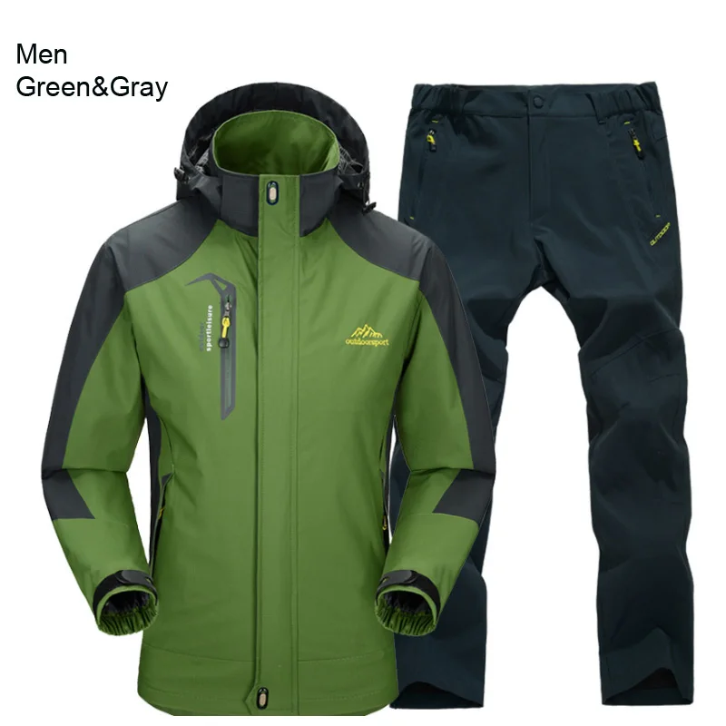 TRVLWEGO Jacke Hose Wandern Camping Frühling & Herbst Outdoor Single Wasserdicht 20000MM Herren Windschutz Trekking Mantel Hose – Detail 9
