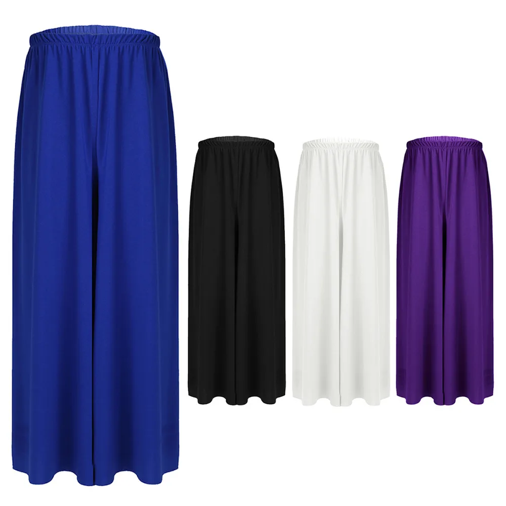 iiniim 4-14Y Kids Girls Loose Wide Leg Palazzo Pants for Celebration of Spirit Praise Dance Summer Dancing Pants for Children\'s