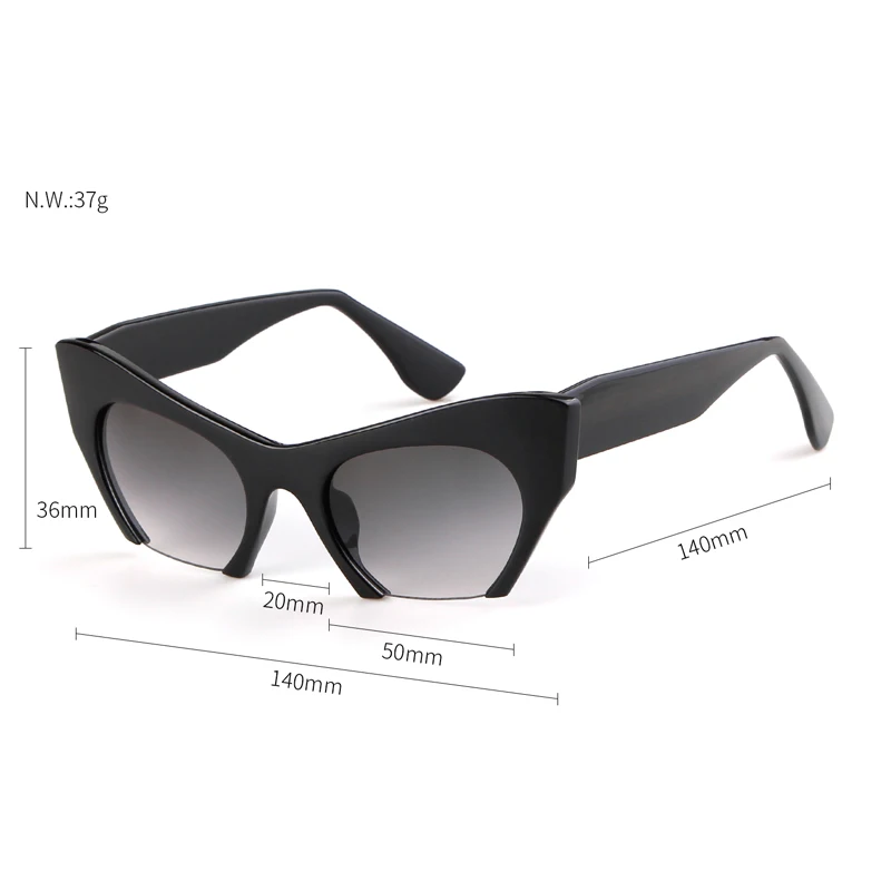 Wer Cutie Frauen Cat Eye Sonnenbrille Marken designer Frau übergroßen halben Rahmen rosa Leopard Sonnenbrille ce Linsen schirme om703 – Detail 3
