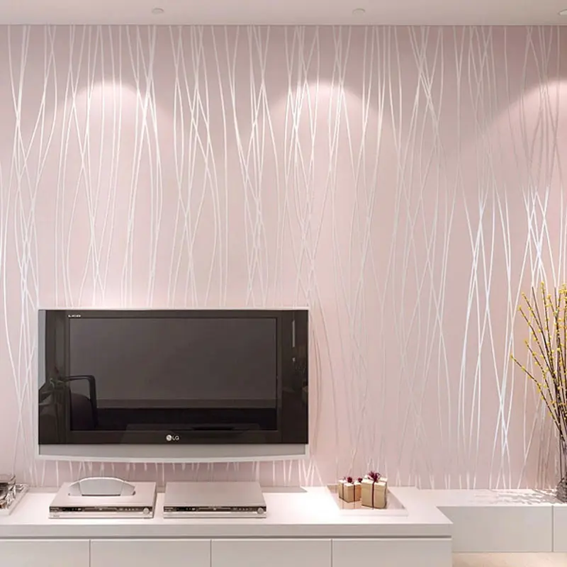 Non Woven Wallpaper Modern Solid Plain Color Vertical Striped Wall Paper Rolls Living Room Bedroom TV Background Papel De Parede
